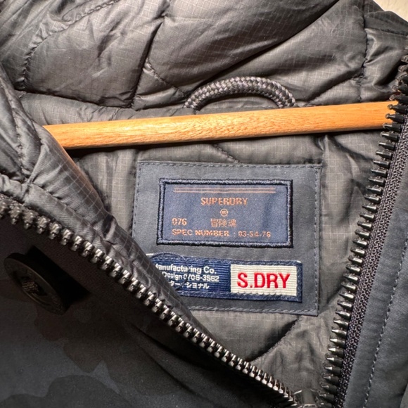 SuperDry SDX Parka Jacket Men's 2XL Blue Camo Faux Fur Trim Hood NWT - Picture 5 of 10